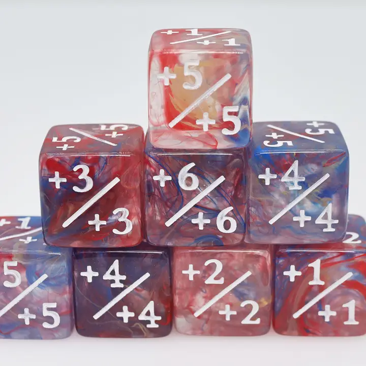+1/+1 Primary Colored Marble Counters For Magic - Set of 8