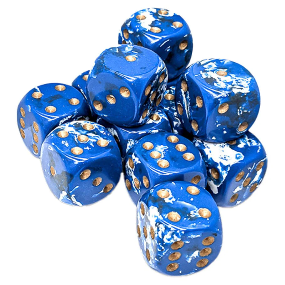 Chessex: d6Cube 12ct - 16mm Brush, Waterbreak