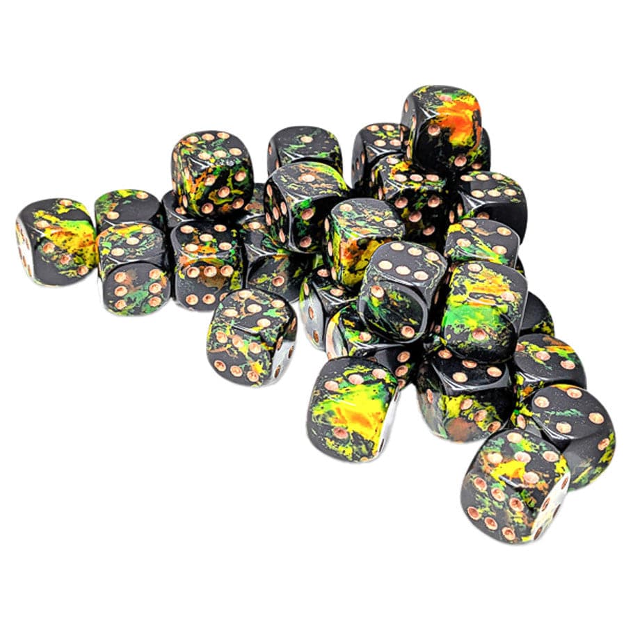 Chessex: d6Cube 36ct - 12mm Brush, Deep Forest