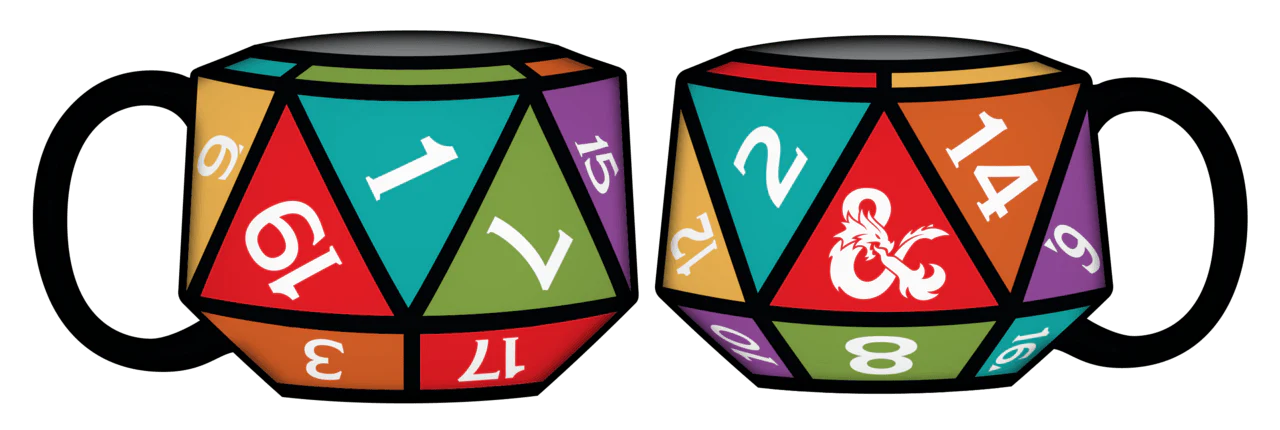 Dungeons & Dragons D20 Die Ceramic 3D Sculpted Mug