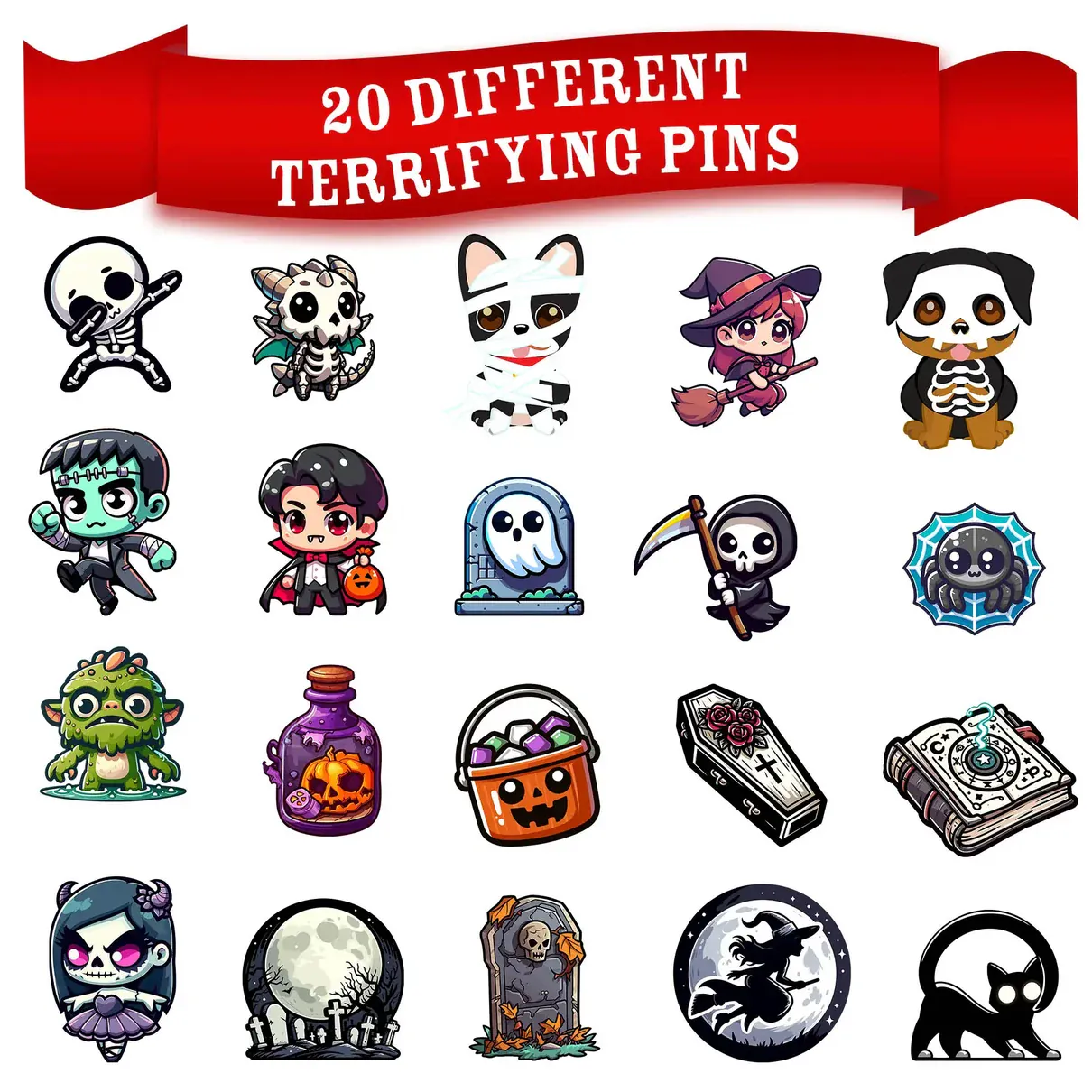 Fright Night Mystery Dice – Spooky dice, pins and stickers! - Image 3