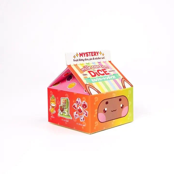 Milk Carton Mystery Dice 12 Pack Different Fruit Kawaii Cats