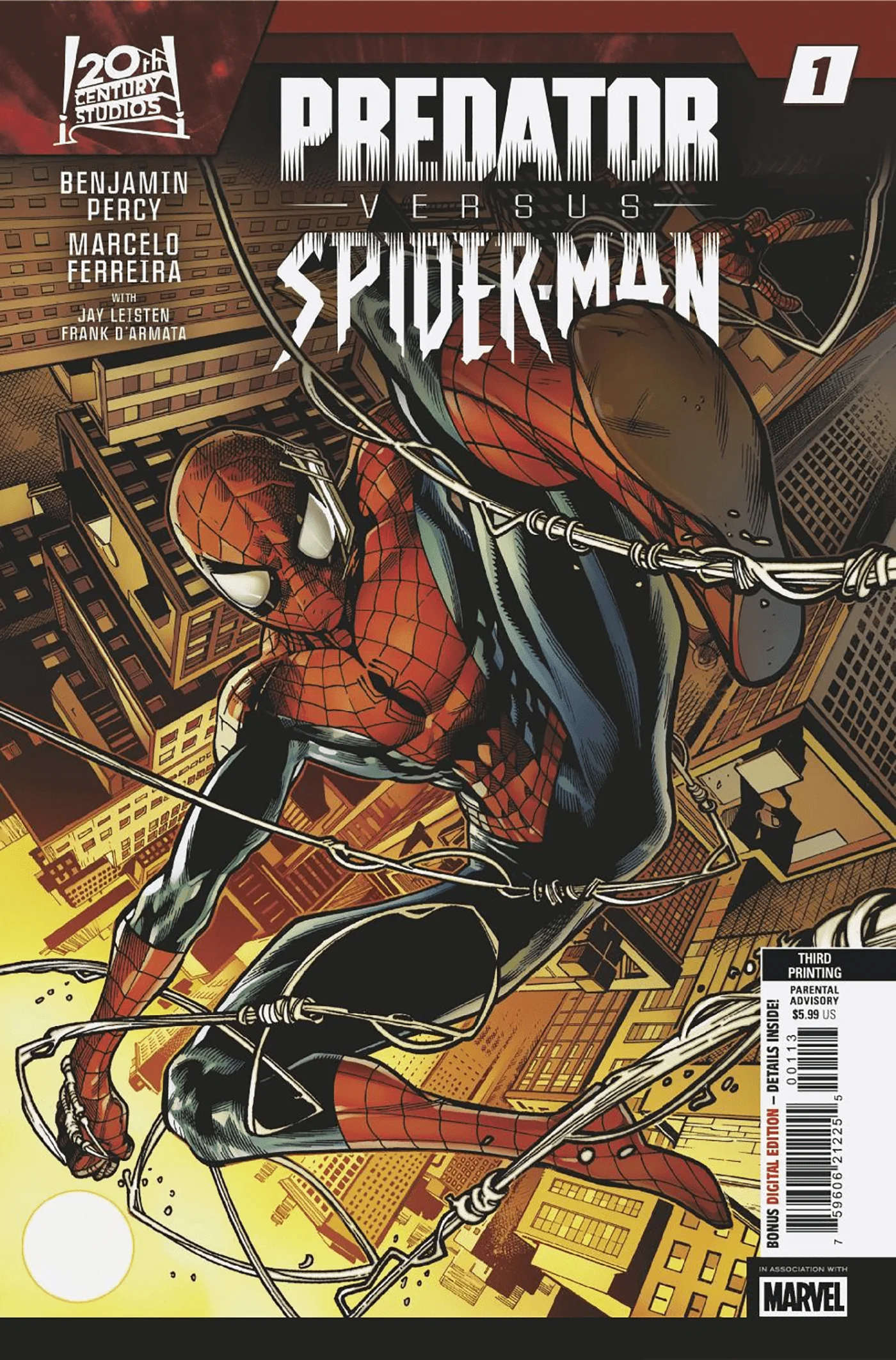 PREDATOR VS. SPIDER-MAN #1 MARCELO FERREIRA 3RD PTG VARIANT [SIGNED BY BEN PERCY]