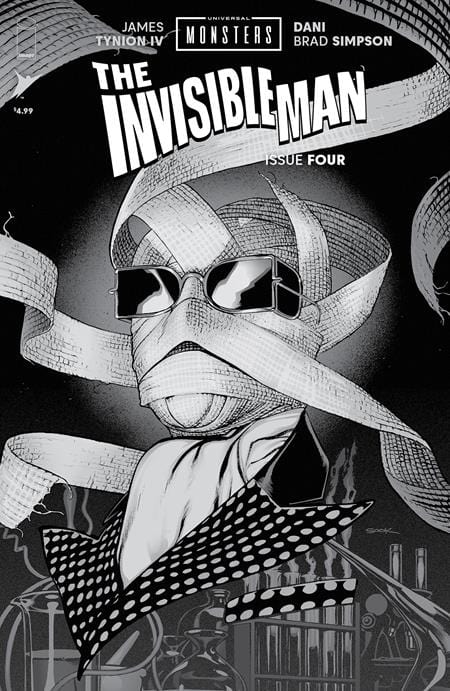 UNIVERSAL MONSTERS THE INVISIBLE MAN #4 (OF 4) CVR D INC 1:25 RYAN SOOK B&W HORROR VAR