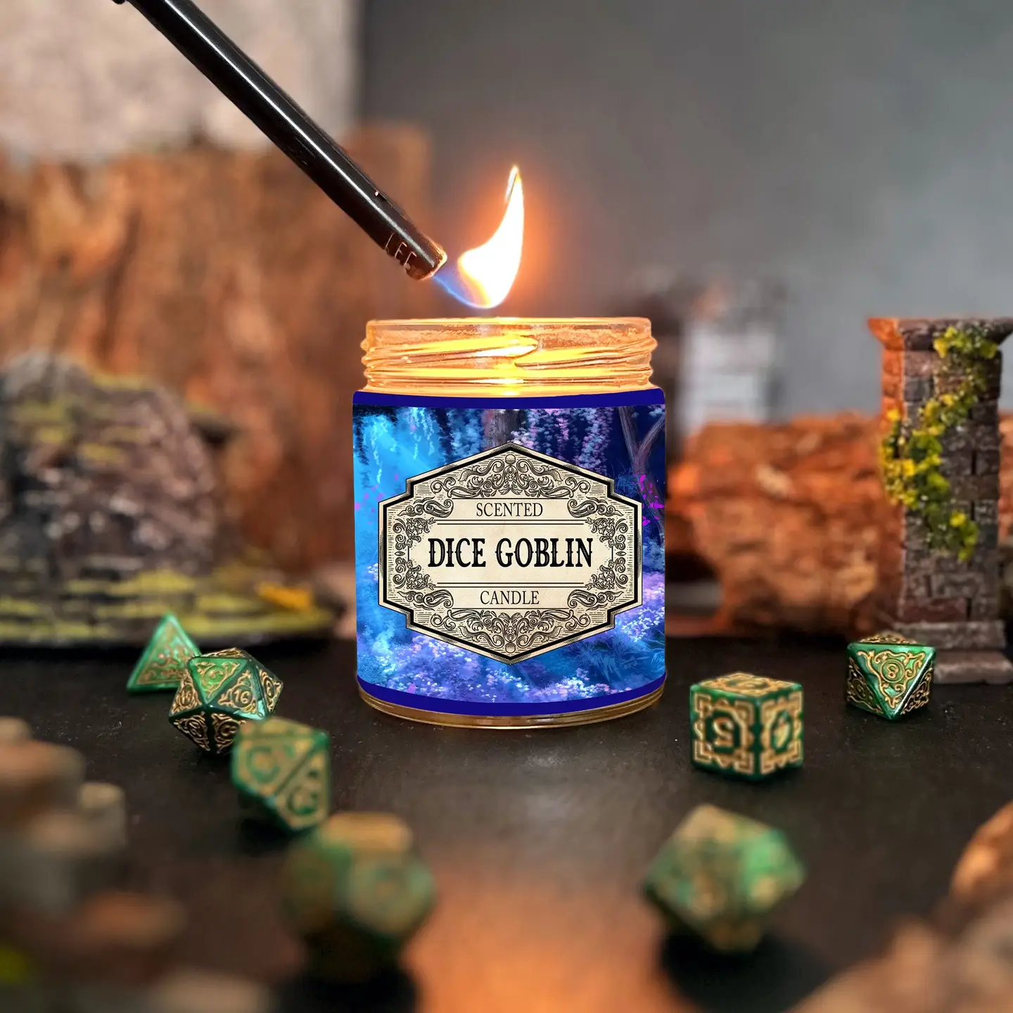 TaylorsTavernTales Dice Goblin Scented Candle with Surprise D20 - Image 2