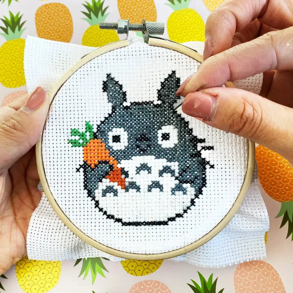 Totoro with Carrot - Diy Cross Stitch Kit
